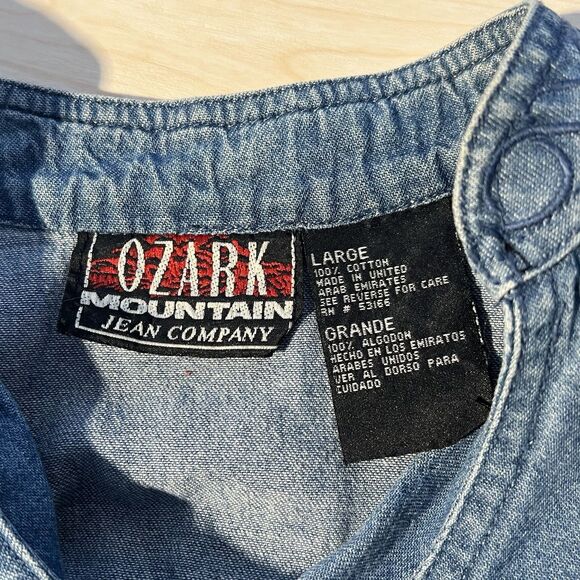 Vintage Ozark Mountain Jean Company Cropped Denim Shirt L Western Cowgirl Rodeo - Picture 2 of 16